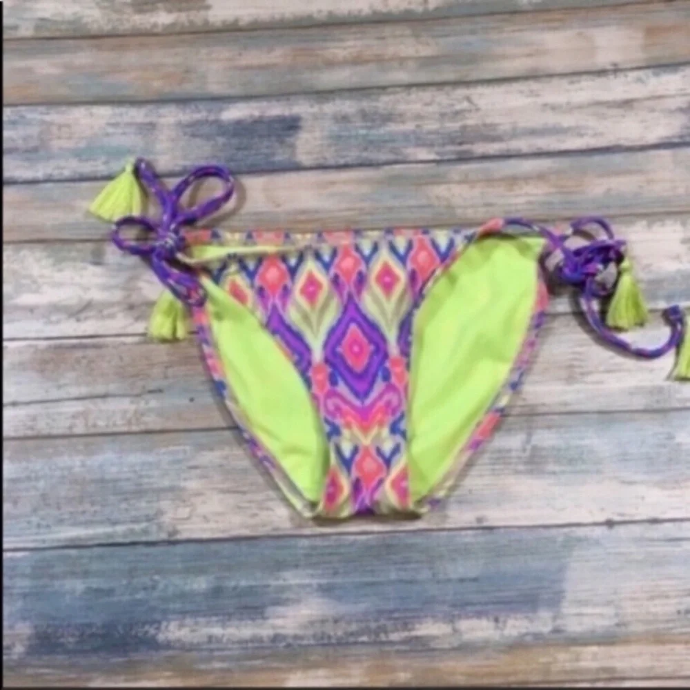 Xhilaration Bikini Bottoms XS Tie Side Tassel Multicolor Swimwear Women - Picture 2 of 4